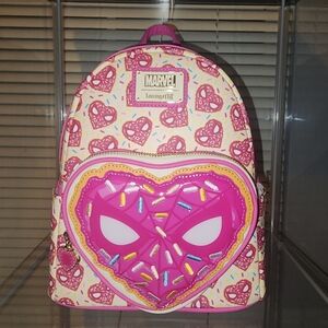 Loungefly Marvel Pink Sprinkle Donut Pattern Mini Backpack